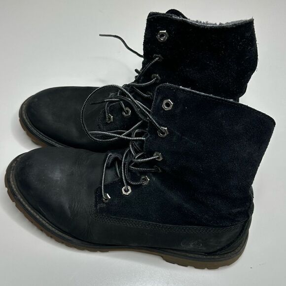 Timberland‎ Womens Boots Size 9.5 M Black Leather Suede Sherpa Lined 3824R - Picture 6 of 8